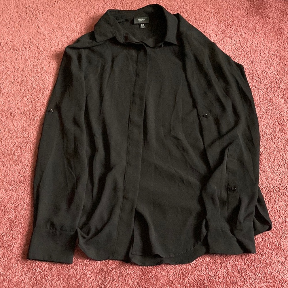 Womens Black Long Sleeve Dress Top Size XS